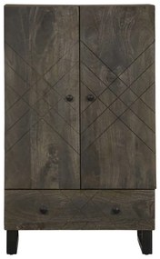 fekete tömör mangófa magasszekrény 60 x 33 x 100 cm
