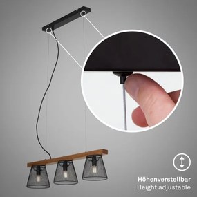 Briloner 4077-035 - Csillár zsinóron WOOD &amp; STYLE 3xE14/25W/230V