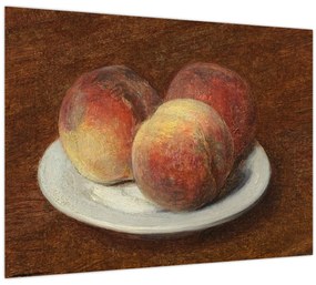 Üveg kép - Henri Fantin-Latour, Three Peaches on a Plate, reprodukciók (70x50 cm)