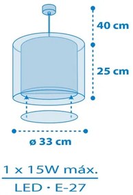 Dalber 40672 - WORLD gyerekszoba csillár 1xE27/15W/230V kék