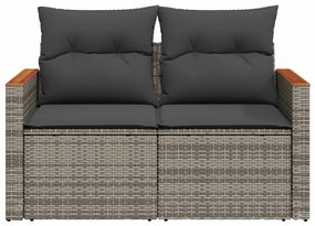 2 személyes szürke polyrattan kerti kanapé párnával