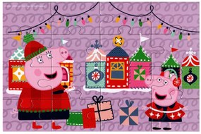 PEPPA MALAC karácsonyi hangulatban gyerek puzzle 4 az 1-ben, 19x29 cm