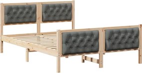 vidaXL Ágykeret fejtámlával Sötétszürke 150 x 200 cm Tömör fenyőfa