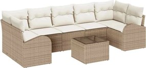 vidaXL Kerti Kanapé Szett Bézs 55 x 55 x 37 cm polirattan