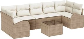 vidaXL Kerti Kanapé Szett Bézs 55 x 55 x 37 cm polirattan