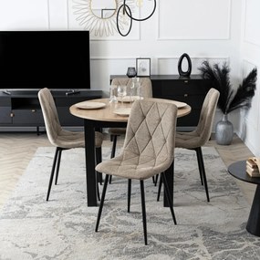 Zestaw Stół HARRY 102-142 cm Dąb Artisan/Czarny i 4 Krzesła ROBIN 2 Beżowe