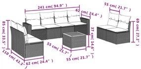 9 részes fekete polyrattan kerti ülőgarnitúra párnákkal