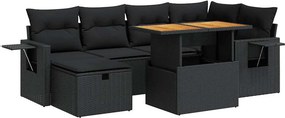 vidaXL 8 részes fekete polyrattan akácfa kerti ülőgarnitúra párnákkal