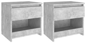 2 db betonszürke szerelt fa éjjeliszekrény 40 x 30 x 39 cm