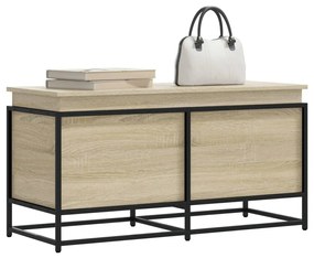 sonoma tölgy szerelt fa tárolóláda fedéllel 100x40x51,5 cm
