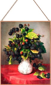 Still life Blackberries in a vase üvegkép, falikép