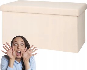 Nagy Puff kétszemélyes Nyitható Puff Ülőgarnitúra Tárolóval 76x38cm Világos XL