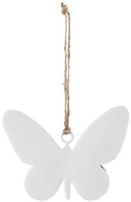 Felfüggesztés dekoráció fehér pillangó, 6,5 cm