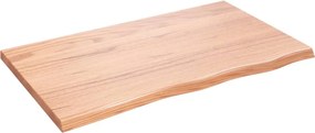 vidaXL világosbarna kezelt tömör fa fürdőszobai pult 100x60x(2-4) cm