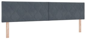 Boxspring Ágy Mattal és LED Fekete Szürke 200x200 cm Bársony