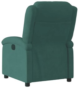 Sötétzöld bársony elektromos dönthető fotel