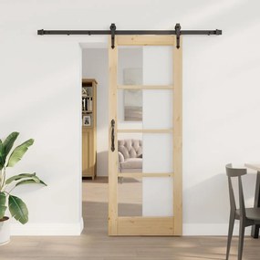 Egyszerű Csúszó Ajtó Barna 73.5 x 198.5 cm Fa és fém