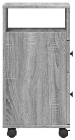 szürke sonoma szerelt fa görgős keskeny fürdőszobaszekrény