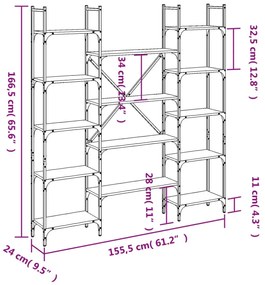 fekete szerelt fa könyvespolc 155,5 x 24 x 166,5 cm
