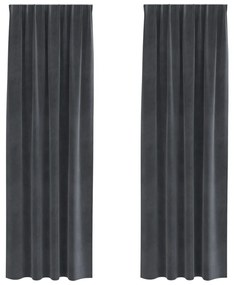 Feketeárnyékos Függönyök Felső Szalaggal 2 db Világosszürke Velúr