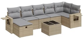 vidaXL 8 részes bézs polyrattan kerti ülőgarnitúra párnával