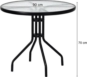 Kerti garnitúra TREGO ISLAND - 4 szék és kerek asztal ø 90 cm, fehér