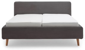 Szürke kárpitozott franciaágy tárolóhellyel ágyráccsal 180x200 cm Mattis Cord – Meise Möbel