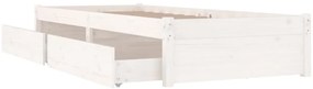 fehér kicsi egyszemélyes ágykeret fiókokkal 75 x 190 cm