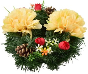 Halottak napi koszorú Narancssárga krizantémok, 20cm