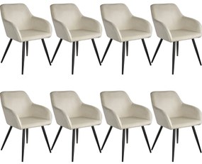 TecTake GmbH 404049 marilyn bársony hatású székek - krém / fekete, 8 darabos készlet