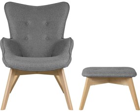 Szürke fotel lábtartóval Niko – Ropez