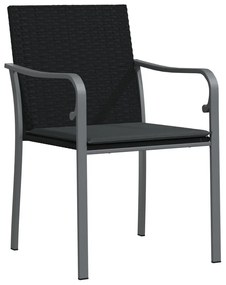3 részes kertibútor szett párnákkal, fekete poli rattan