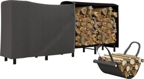 Outsunny Fém Tűzifa Tartó 240 x 36 x 99 cm Vízhatlan Borítással Külső Faállvány 200 kg Tűzifa Tárolására | Aosom
