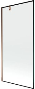 Mexen Next, kádparaván 1 szárny 90 x 150 cm, fix szárny, 6 mm átlátszó üveg fekete mintával, rózsa arany profil, 895-090-000-00-70-60