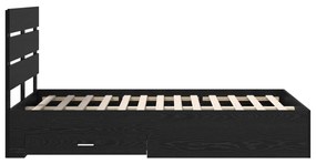 vidaXL Ágykeret fiókkal fejtámlával Fekete tölgy 120 x 190 cm Faanyag