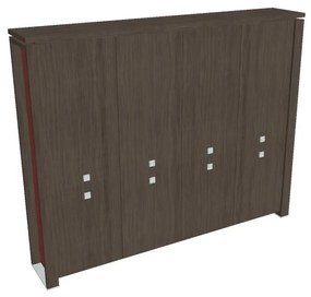 Verno+ S magas szekrény 260 x 46 x 210 cm, antracit tölgy / piros
