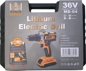 TIGO MD-04 akkus fúró-csavarozó kofferben + 2 db akkumulátor + tartozékok + koffer