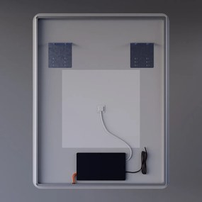 Álló fürdőszobai LED tükör 70x90cm | Páramentesítő funkció - Beépített óra - Fényerő és színhőmérséklet szabályozás | Welland Luxury-Line G1095