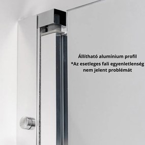 Stuxi Bari 70/80/90/100 cm széles egyszárnyú nyíló zuhanyajtó, 6 mm vízlepergető üveggel, króm profillal, 195 cm magas