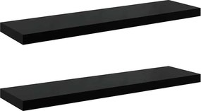 vidaXL 2 db magasfényű fekete MDF lebegő fali polc 90 x 23,5 x 3,8 cm