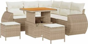 vidaXL Kerti Kanapé Szett 8 pcs Bézs polirattan