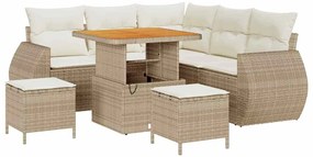 vidaXL Kerti Kanapé Szett 8 pcs Bézs polirattan