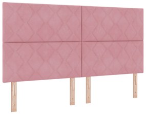 Boxspring Ágy Mattal Rózsaszín 180x200 cm Bársony