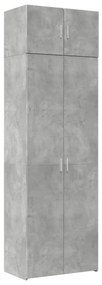 betonszürke szerelt fa tárolószekrény 70 x 42,5 x 225 cm