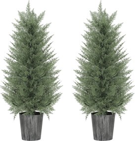 HOMCOM 2 db nagy, 90 cm-es mű ciprus cserepek – élethű, UV-álló műnövény nappalihoz, hálóhoz, irodához, teraszhoz | Aosom