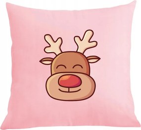 Karácsonyi párna párnahuzat színes rénszarvas mosolygós Rudolf