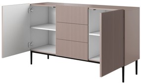 Nicole 150 cm-es komód három fiókkal - antik rózsaszín MDF / fekete lábak