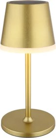 Globo 36637GM Solar asztali lámpa, fém/műanyag aranyszínű metál, műanyag szatírozott, csúszókapcsoló, CR18650 1200mAh 3.7V, IP44, 2 szerelési magasság: 41 cm/26 cm, ø: 110mm, M: 410mm, tartozék: 10x LED 0.06W 3V, 3000K