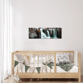 Kép - Vízesések (órával) (90x30 cm)