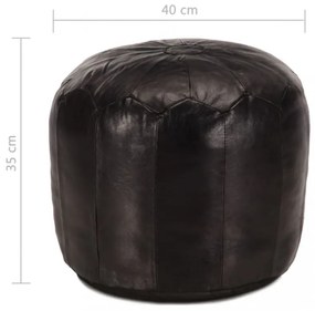 fekete valódi kecskebőr puff 40 x 35 cm
